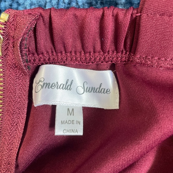 Emerald Sundae Burgundy Cross-Bodice Gown - Picture 9 of 11